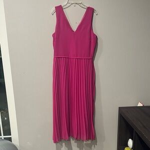 Sam Edelman Vibrant Pink Pleated Midi Dress
